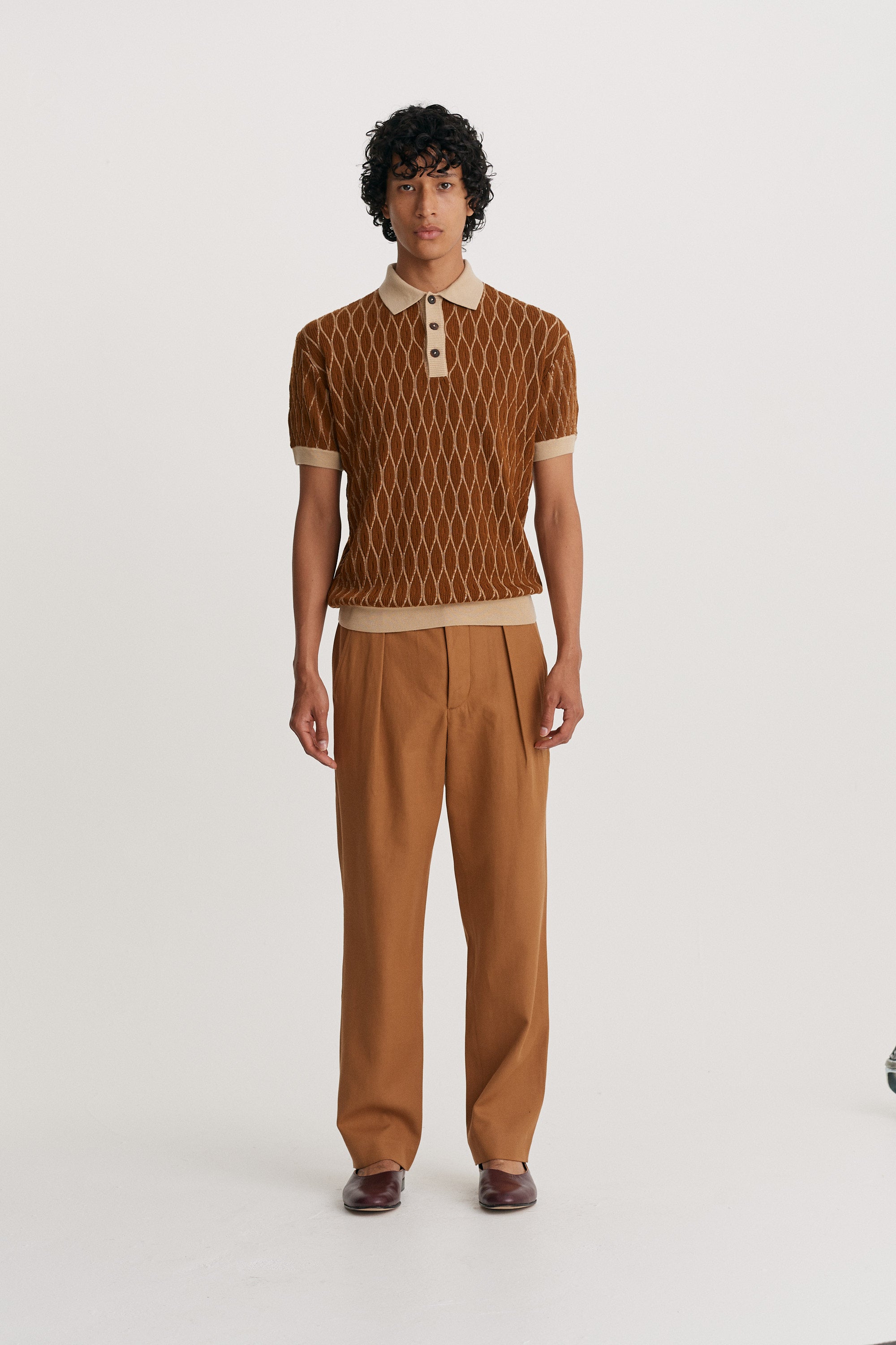 Merino Wool Textured Pattern Polo Shirt – King & Tuckfield