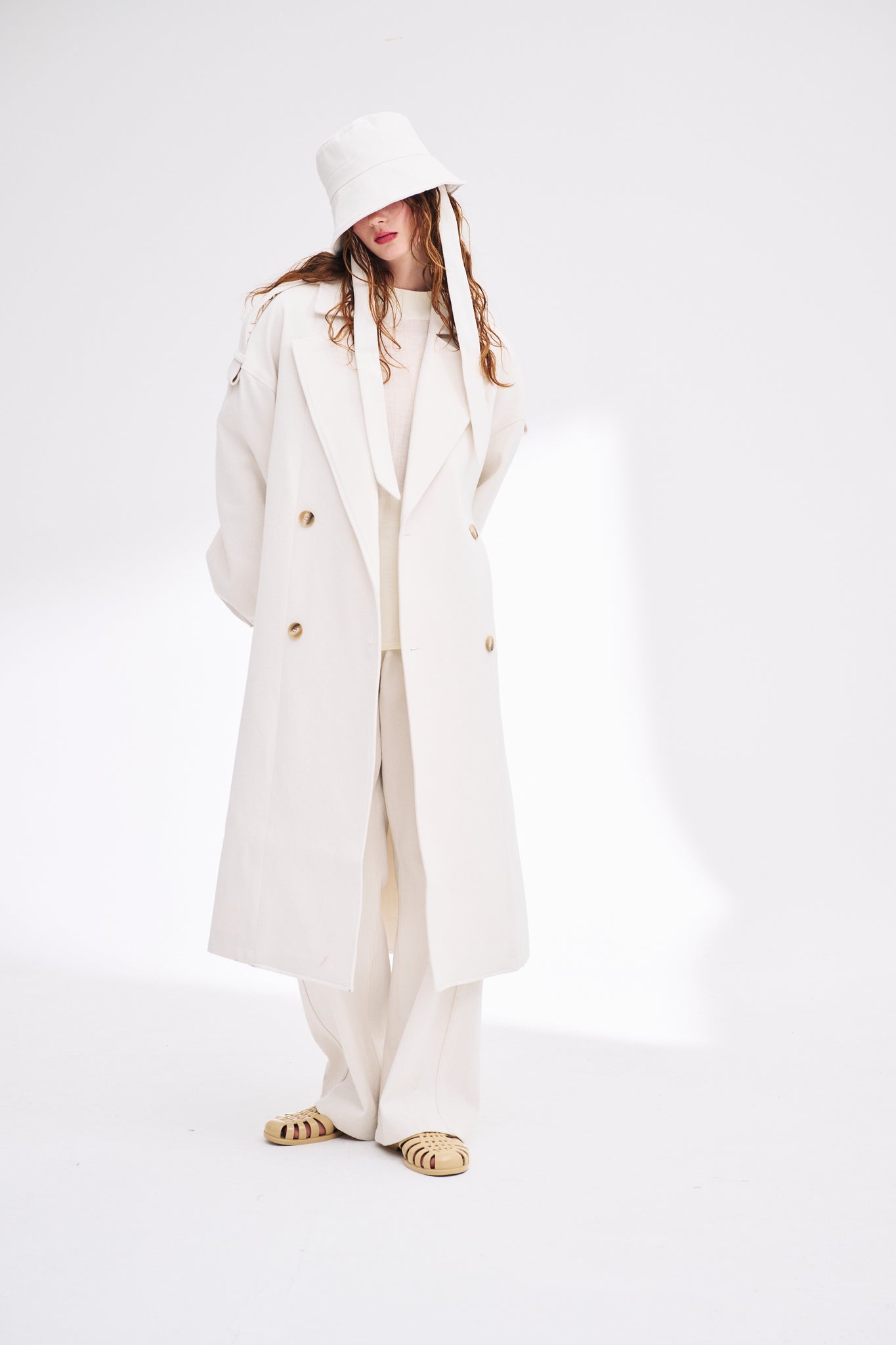 Panelled Double-Breasted Cotton Coat