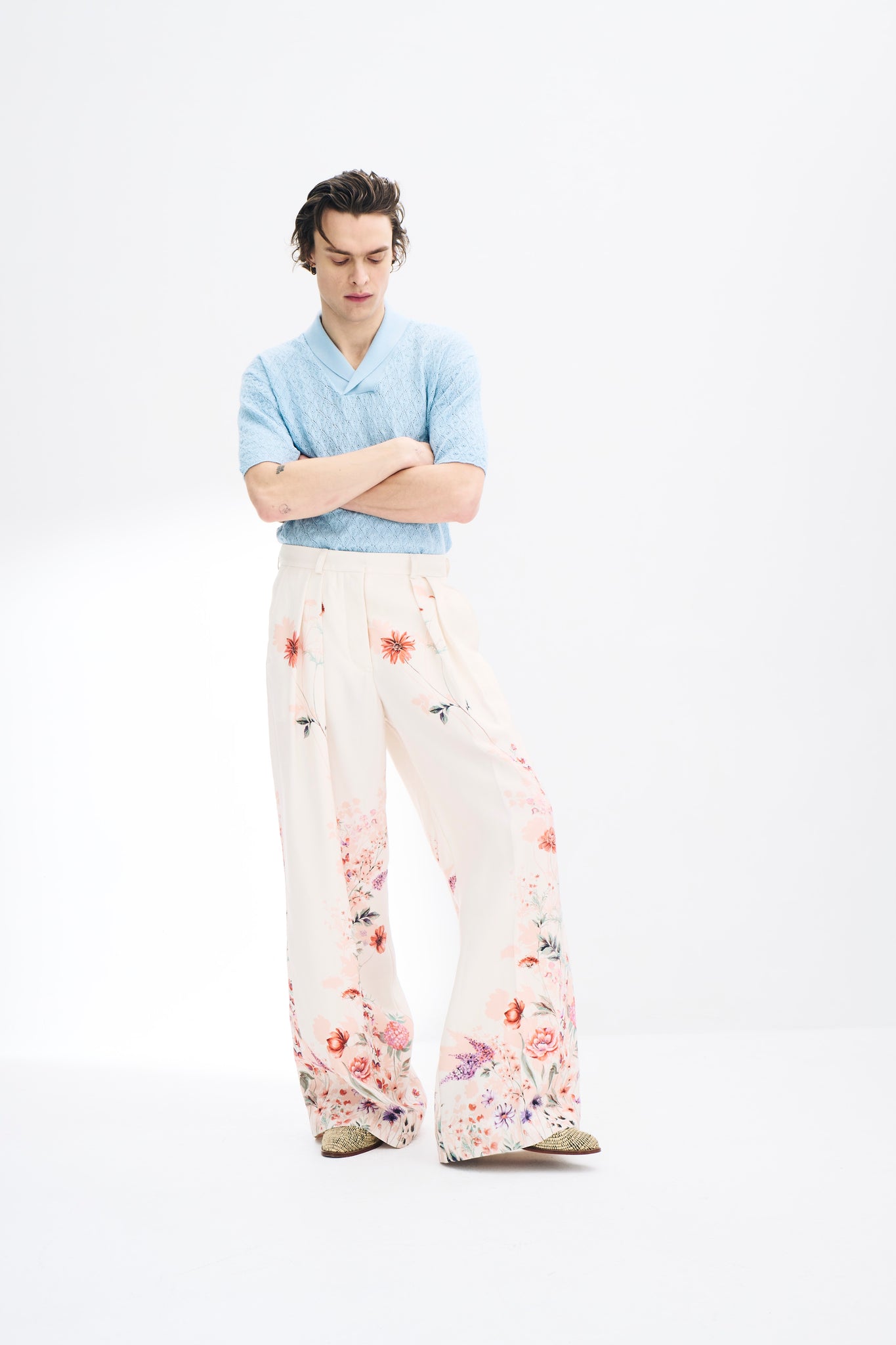 Floral-Print Wide-Leg Trouser
