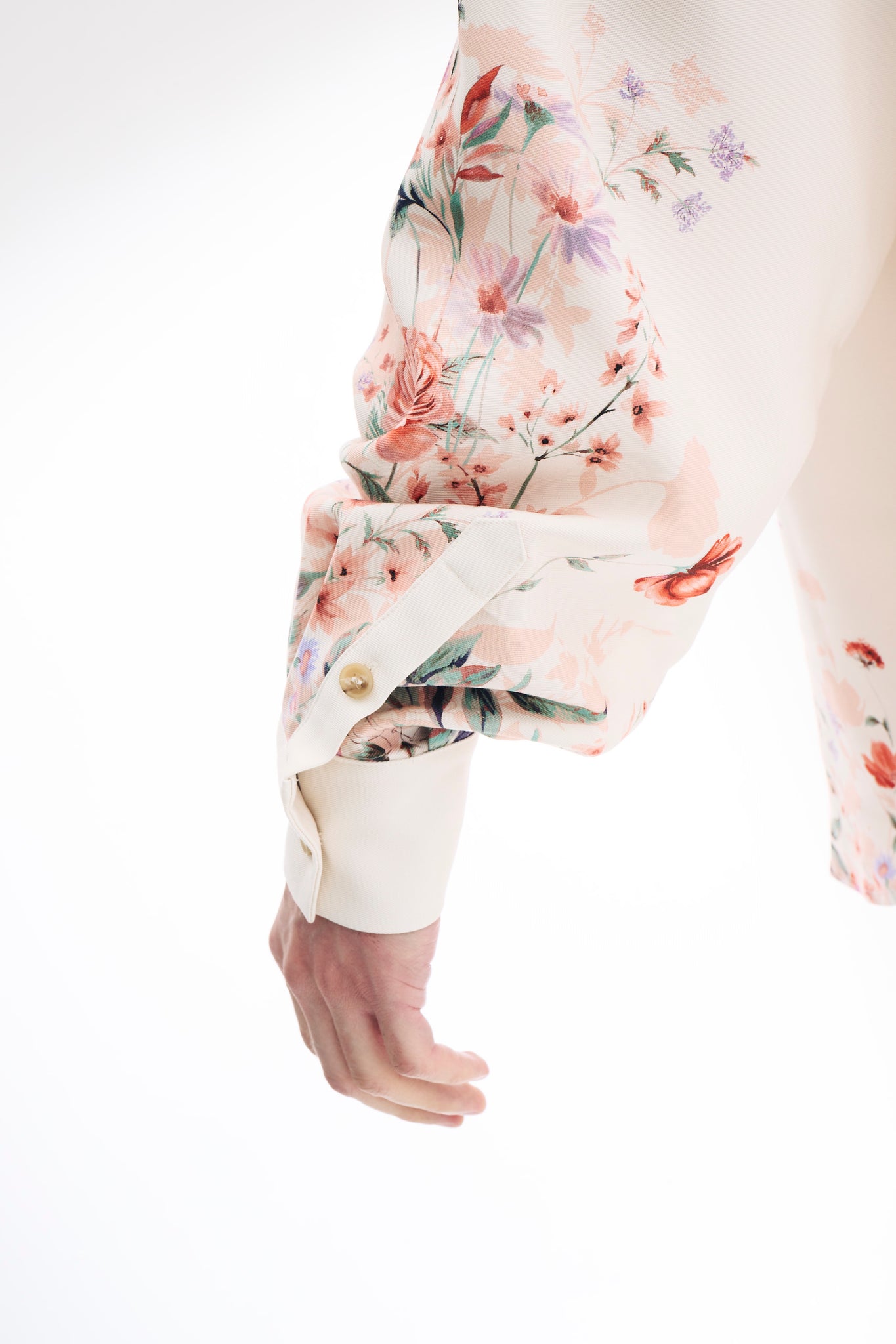 Floral-Print Pleat-Sleeve Oversized Shirt