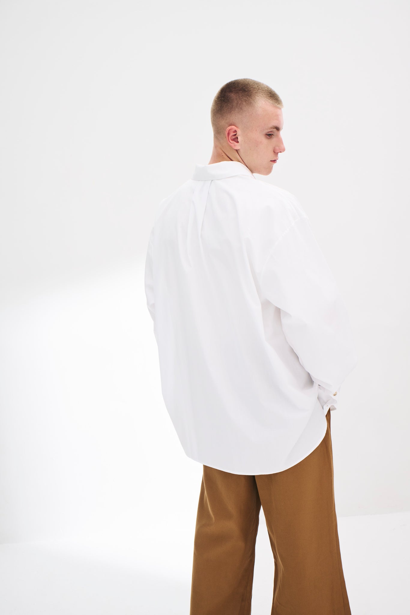 Pleat-Sleeve Oversized Shirt