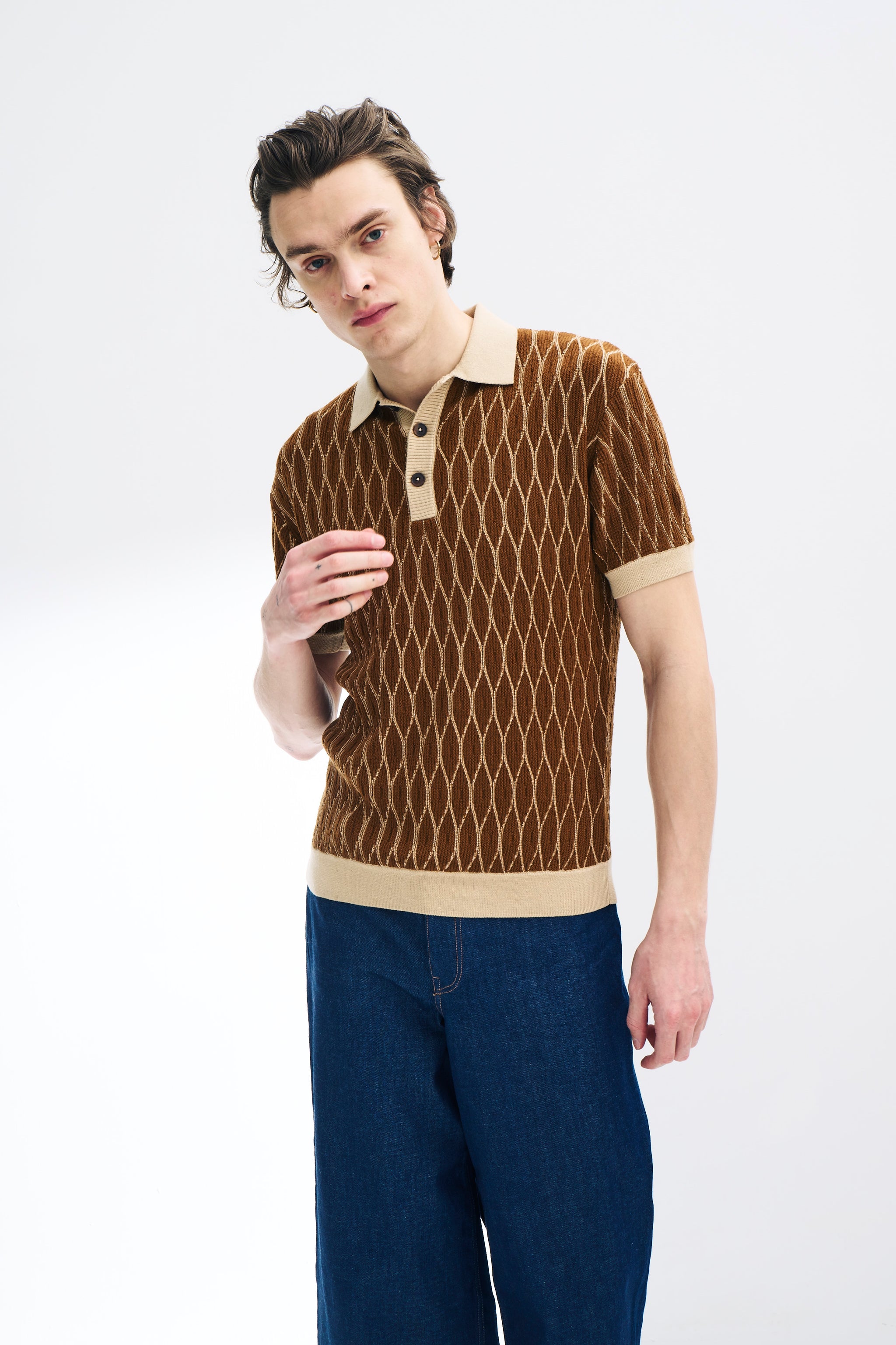 Textured Pattern Merino Wool Polo – King & Tuckfield