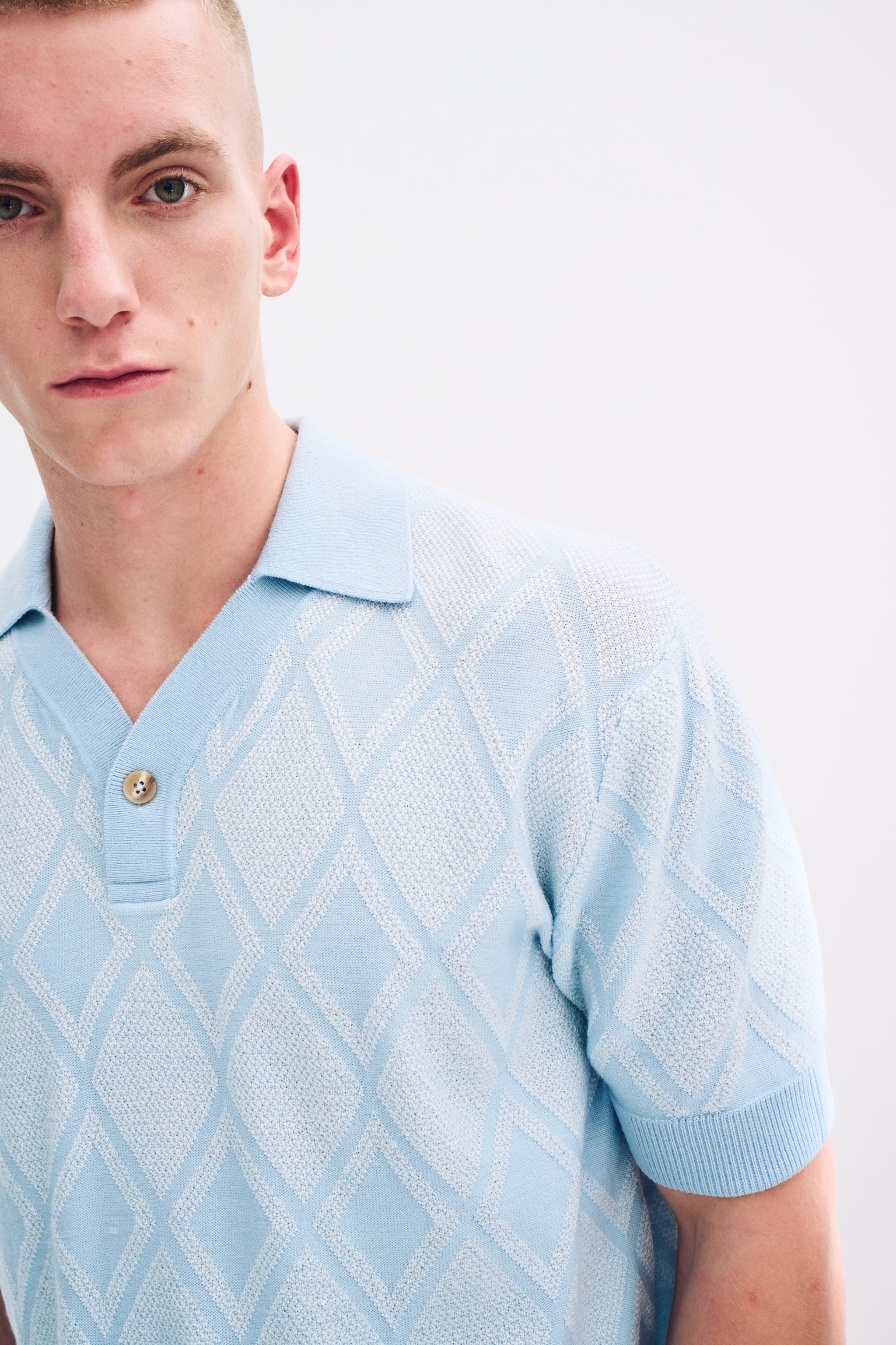 Diamond Curved-Placket Polo – King & Tuckfield