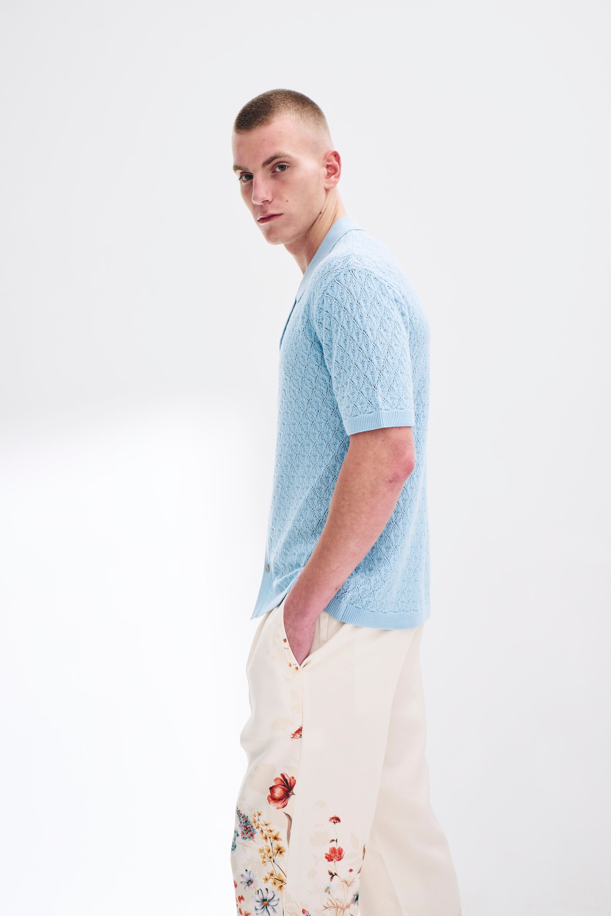 Camp Collar Overshirt - Undyed Patchwork Crochet S