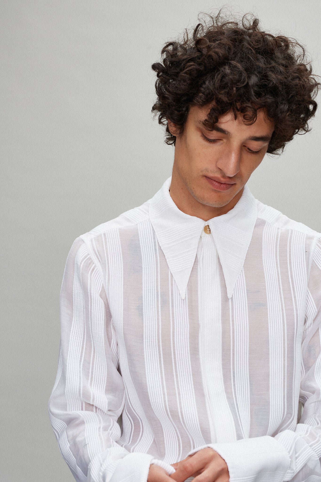 Pointed-Collar Longline Shirt